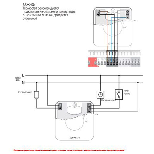 Схема подключения Электронного терморегулятора Salus HTR230